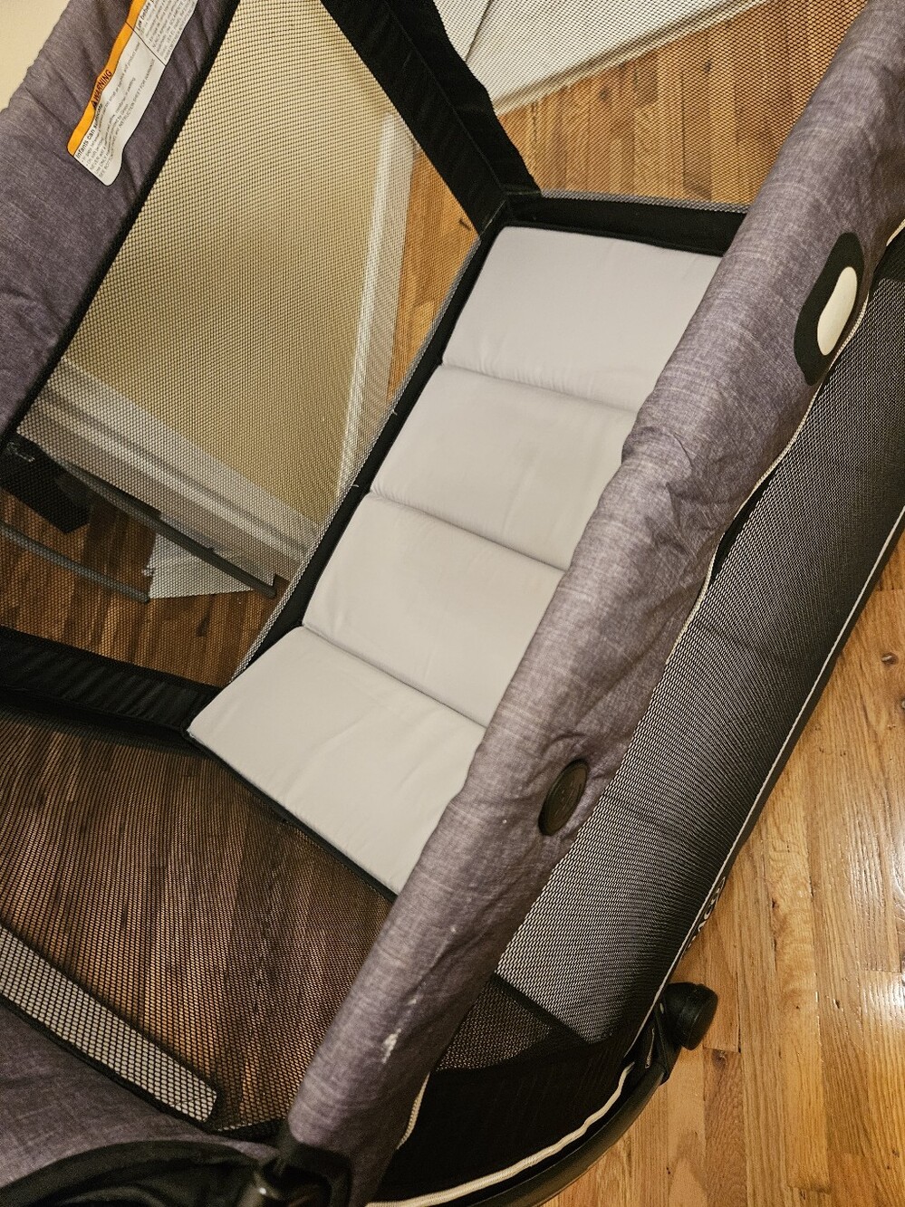 Gray Portable Playpen with Padded Mattress